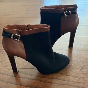 Banana Republic Black Suede and Brown Leather Ankle Booties